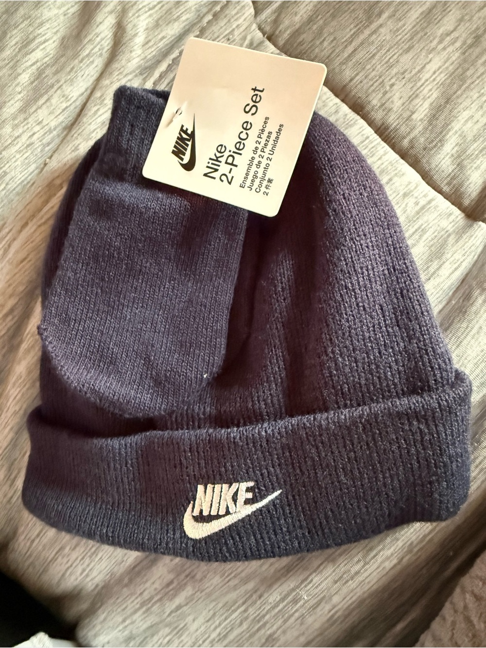 Nike kids Black Knit Beanie with Logo
